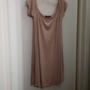 MissGuided stretch knit peach/beige sht slv dress